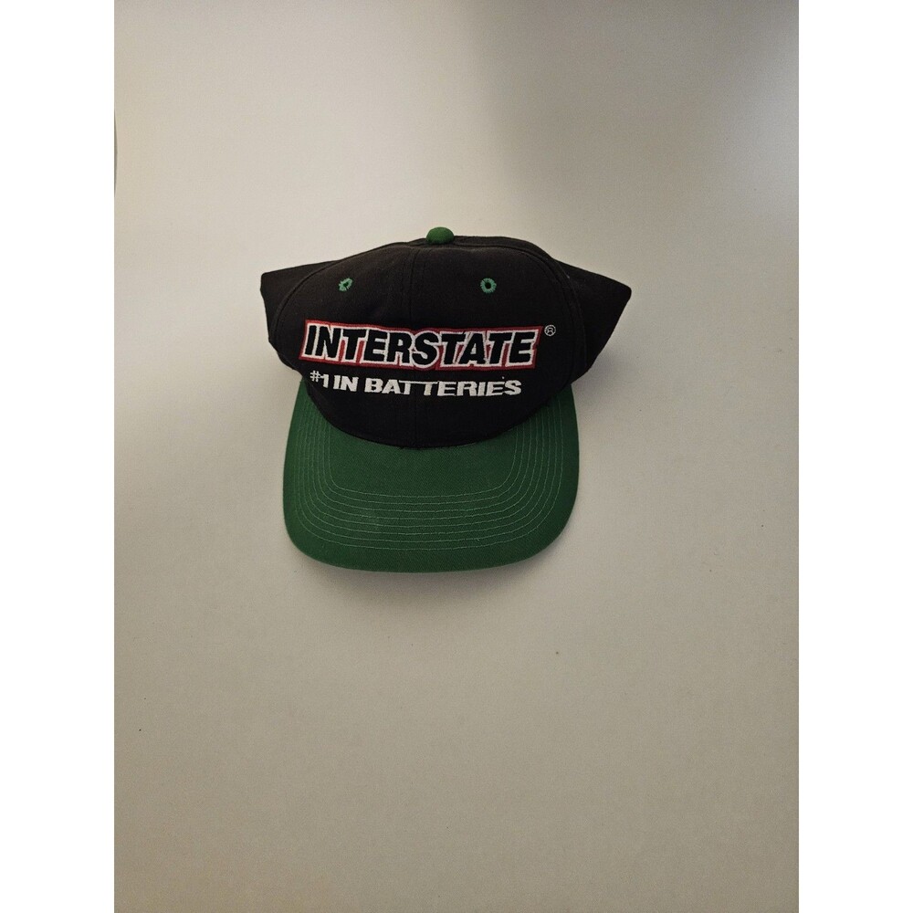 Vintage Interstate #1 In Batteries Hat Cap Snapback Trucker Black/Green Youngan